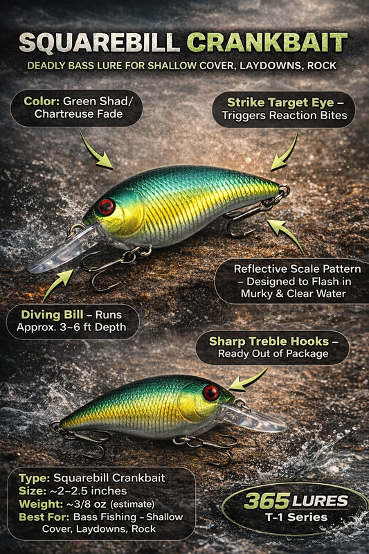 365 Lures T-1 Series Squarebill Crankbait