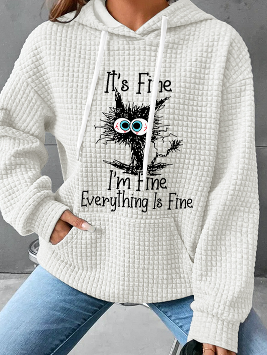 Women Animal Cat Waffle Hoodie