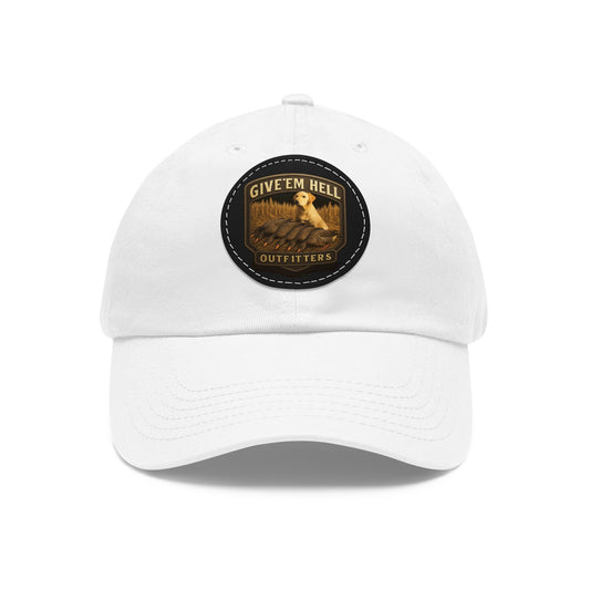 Leather Patch Dad Hat - Give 'Em Hell Outfitters, Casual Cap, Outdoor Hat, Father's Day Gift, Trendy Everyday Wear