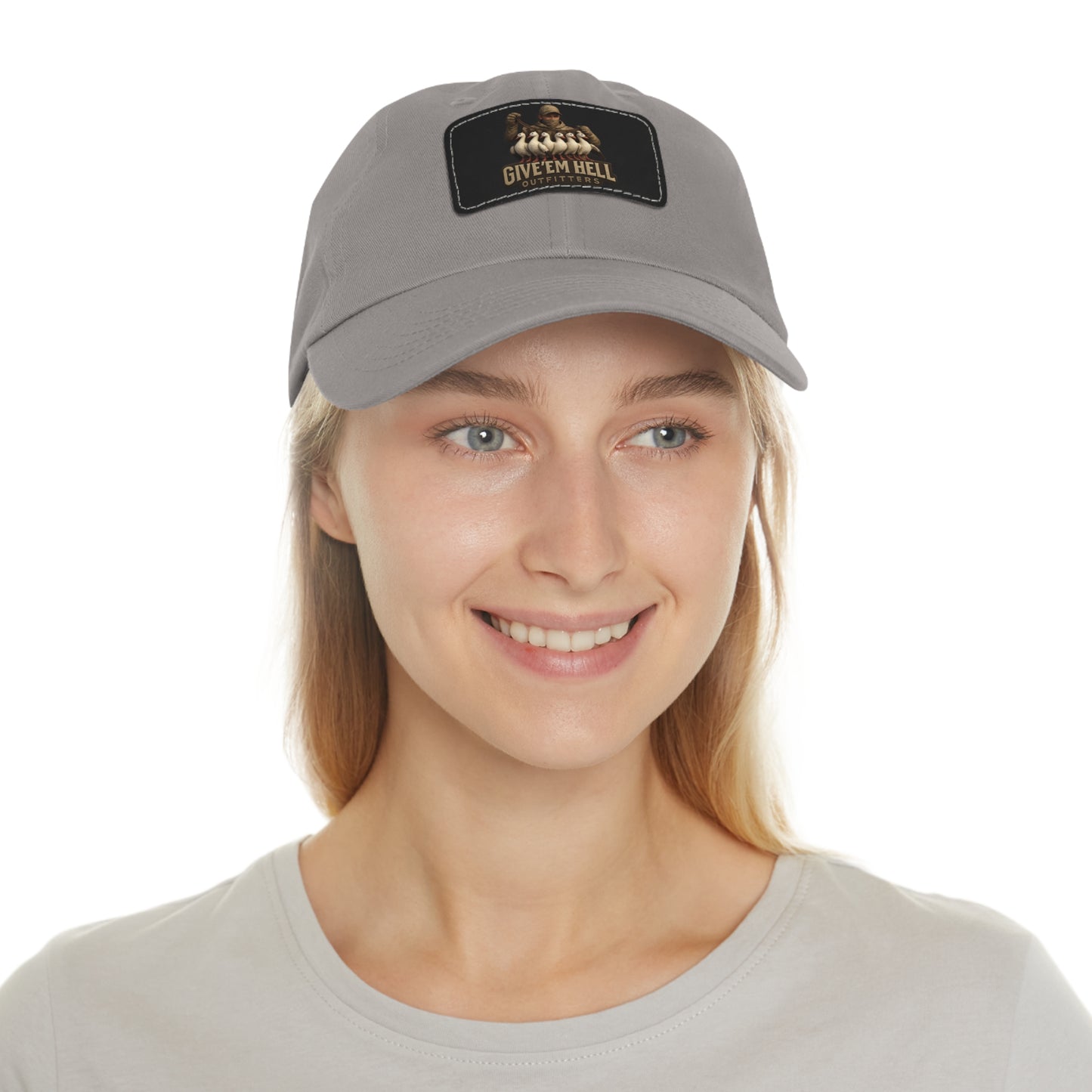 Vintage Dad Hat with Leather Patch - Give 'Em Hell, Casual Everyday Wear, Father's Day Gift, Outdoor Activities, Trendy Accessories