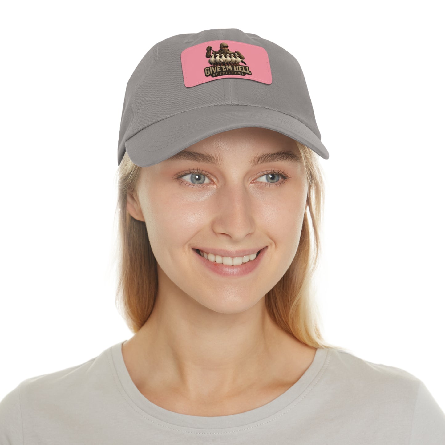 Vintage Dad Hat with Leather Patch - Give 'Em Hell, Casual Everyday Wear, Father's Day Gift, Outdoor Activities, Trendy Accessories