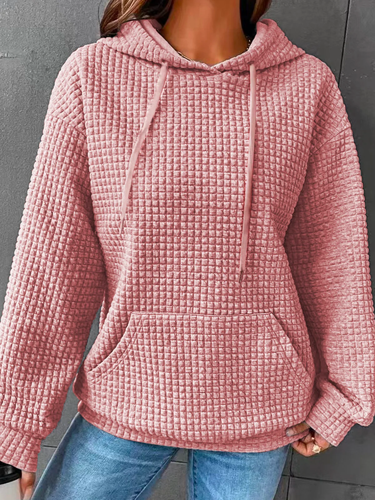 Women Basic Waffle Hoodie