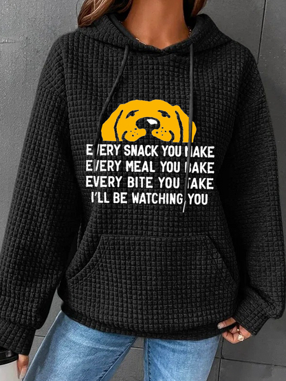 Women Animal Dog Waffle Hoodie