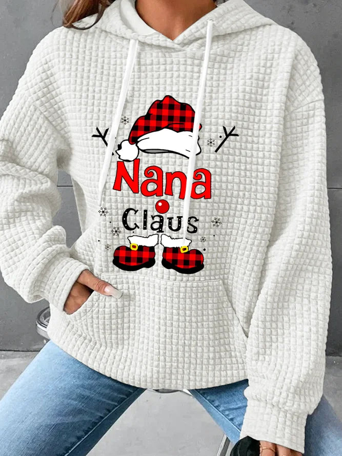 Women Christmas Nana Waffle Hoodie