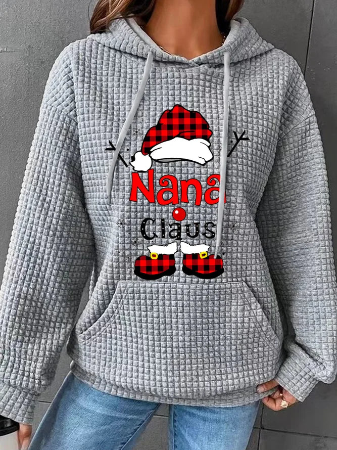 Women Christmas Nana Waffle Hoodie