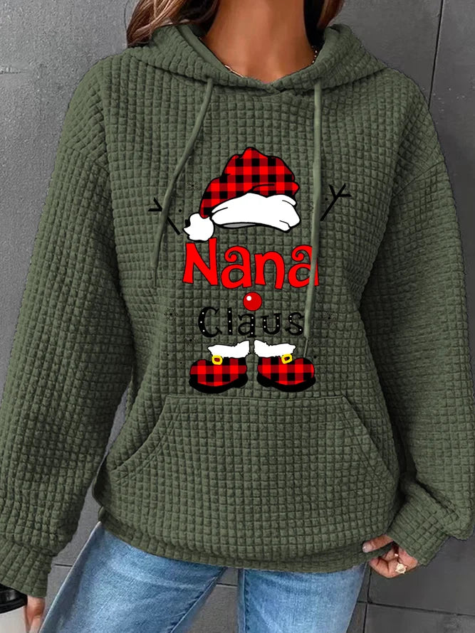 Women Christmas Nana Waffle Hoodie