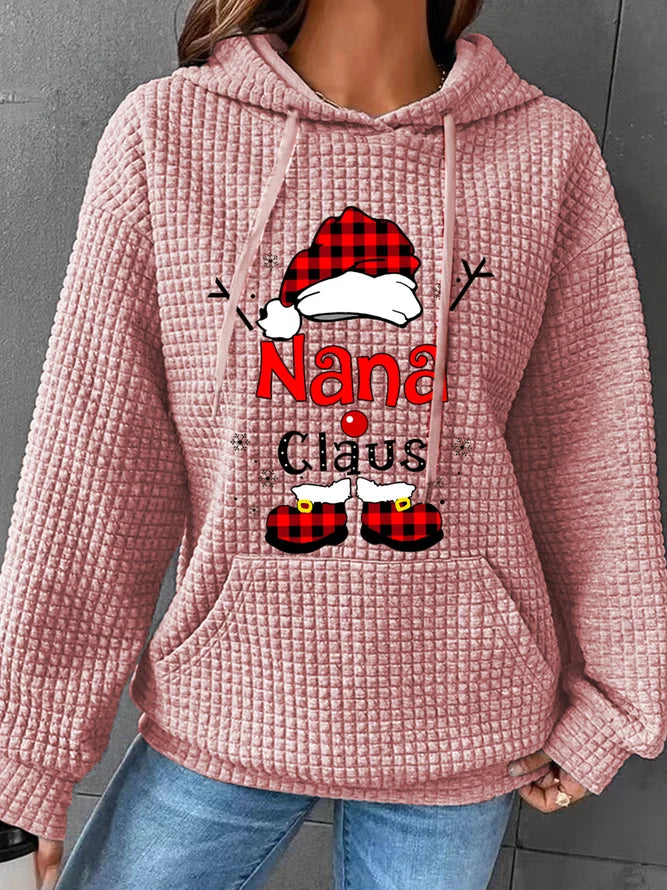 Women Christmas Nana Waffle Hoodie