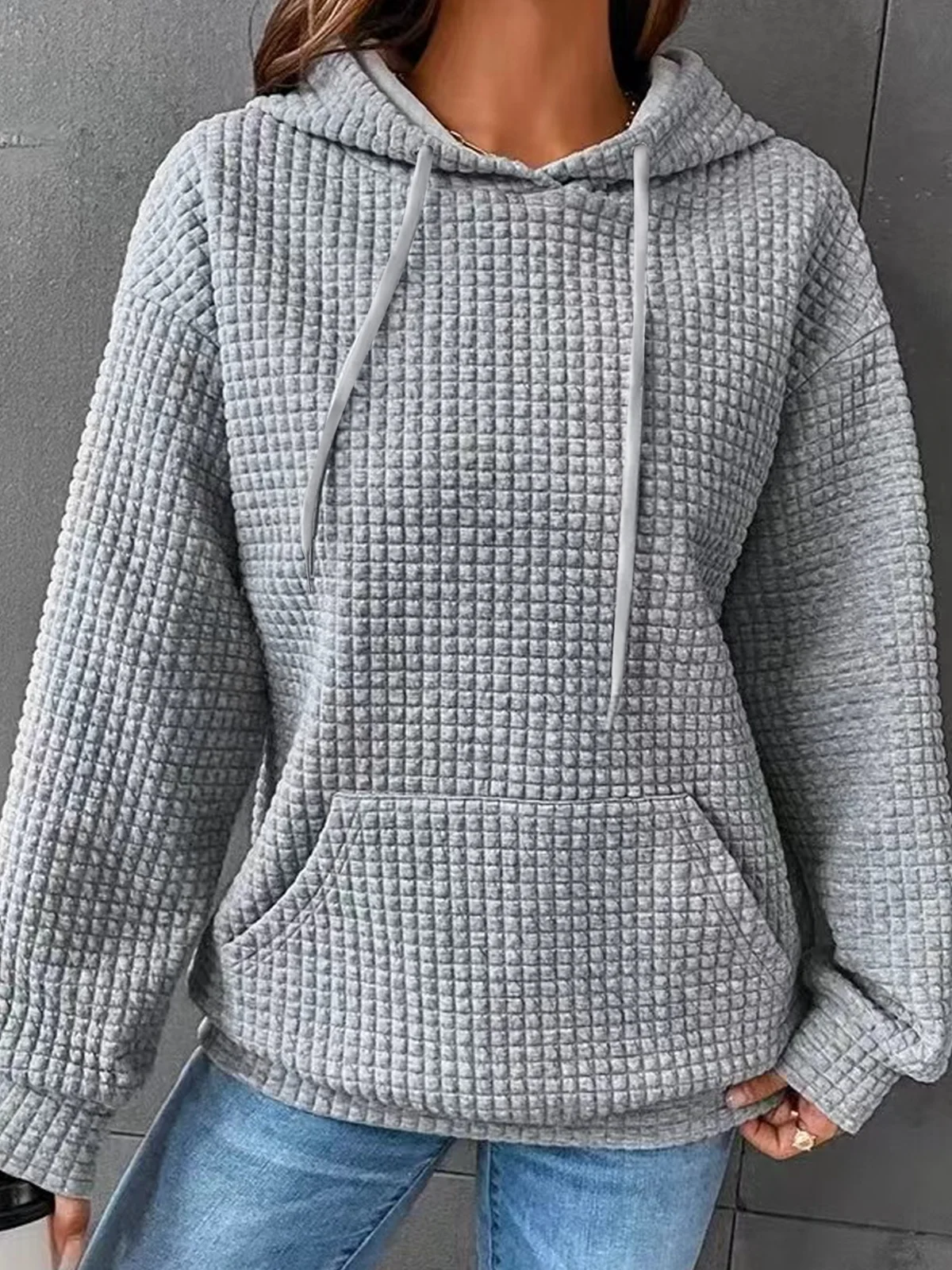 Women Basic Waffle Hoodie